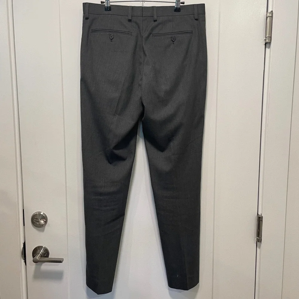 Banana Republic Slim Fit Dress Pants Men 32x32 Charcoal Grey Flat Front Trousers